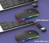 LED Wireless Mouse laddningsbar Slim Silent Mouse 24G Portable Mobile Optical Office med USB Typec -mottagare1068135