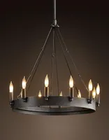 American Circle Candle Chandelier 빈티지 둥근 단철 E14 램프 Retro for Parlor Garden Home Lighting PA01516315678