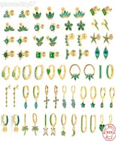 Inmaker Green Cubic Zircon 925 Sterling Silver d Earrings For Women Collar Piercing Round Earrings Female Jewelry Pendients L220818424196