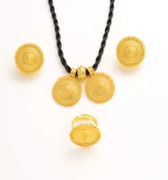 Ethiopische traditionele sieraden set ketting oorbellen ring ethiopi￫ fijn solide goud eritrea dames039s habesha bruiloftsfeest cadeau3166729
