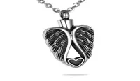 Cremation Jewelry Double Angel Wing Heart Urn Ashes Necklace Memorial Keepsake Pendant With Trattfiller Kit4187335
