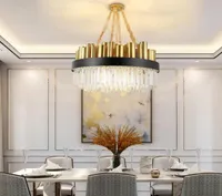 Iluminação de lustre de vidro de cristal de luxo LED para sala de estar grande sala de jantar redonda cristais luminárias pendentes de decoração de decoração 3054062