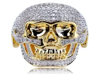 Men039S Hip Hop Gold Biżuteria Punk Skull Pierścień Naturalny biały szafir Diamond CZ Ring Chrild Dift Rozmiar 7135017583