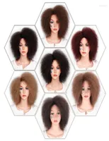 Синтетические парики 65 -дюймовые волосы короткие извращенные вьющиеся афро -парик Супер пушистый для женщин 100 грип Красный коричневый черный kend227653827