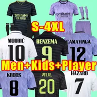 2022 2023 Real Madrids BENZEMA Jerseys VINI JR MODRIC Camavinga 22 23 Tchouameni Asensio KROOS HAZARD Rudiger Fan Player version XXXL 4XL Men Kids Full kits Socks