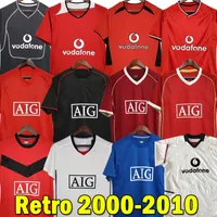 Camisas de futebol do mans Retro 2000 02 03 04 06 07 08 09 2010 Uniformes de futebol Giggs Cantona Keane Solskjaer Beckham Scholes Sheringham Ferdinand Rooney Shirts
