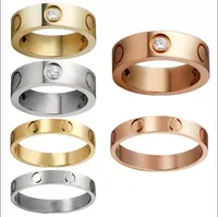 Band Love Rings Designer Jewelry Rose Gold Silver Plated Titanium Steel With Diamond Fashion Street hip hop casual couple Classic Thin Ring Women Men Red box 6 color