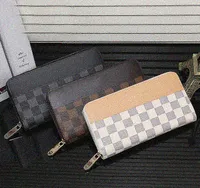 wallets men&#039;s long Cheque famous cardholder women card holders designer men clutch bag coin purse leather wallet purse classic single zipper 1016-1