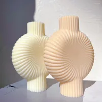 Hantverksverktyg rundform ribbad pelare ljus mögel cylindrisk estetisk silikon mögel geometrisk abstrakt dekorativ randig sojavax