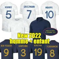 Homme + Kids 2021 Grieuzmann Mbappe Soccer Jersey Kante 21 22 Centenaire Chemise Pogba Maillot de Football 2022 France Zidane Giroud Matuidi Kimpembe Ndombele Thaauvin 100th