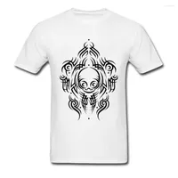 Camisetas masculinas Tribal alienígena Tatuaje 2022 Verano Blanco Camiseta Hombres Negro Patrón Impressso Algodón Calavera Diseño De