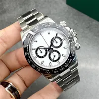 VK Kronograf Çelik ve Seramik İzleme Rolexs Erkekler Sertifikası Sertifikası 116500 Beyaz Panda 40mm Saatler Yüksek Kaliteli Otomatik Mekanik Erkekler2675
