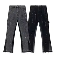 Jeans Men Fashion Brand Galry Designer Depart Denim Cool Casual Hip Hop Loose Trendy High Street Speckled Flare Men's Slim Pants Trousers VCXW