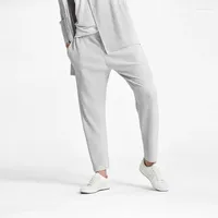 Calça masculina verão 2022 Miyake de moda dobrável masculina PLAPA TAMANHA JAPAN PLARED CROLHA ALTA FLEXIBILIDADE