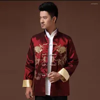 민족 의류 남성 의상 2022 자수 용 드래곤 탕수복 전통 중국어 남성용 셔츠 탑 재킷 재킷 청남 한피 빈티지