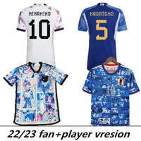 Japan 2022 Soccer Jerseys Home Blue Cartoon Captain Tsubasa 2023 Atom Japanes Away 22 23 Football Shirt Honda Kagawa Okazaki Men Set Kids Kit Player Fans Top