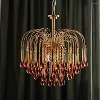 Hanger lampen retro lucei vetro di lusso lampadario acqua goccia naso francese classico soggiorno italiano llluminazione camera da l