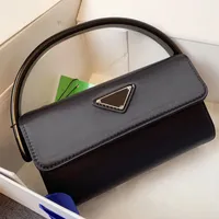 Black Crossbody Bag Women Flap Handbags Purse Genuine Leather Triangle Sign Fashion Letters Tortoise Portable Magnetic Clasp Silver Hardware Small Tote Wallets