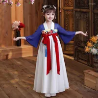 Vestidos casuales de primavera oto￱o oto￱o hanfu vestido de vestuario para ni￱os s￺per hadas estilo chino tang traje de manga larga ni￱a