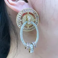 Hoop kolczyki SISCATHY DUBAI Luksusowe sześcienne okrąg cyrkonu dla kobiet mody okrągłe kolczyki biżuteria oreille femme luksus