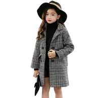 Mudipanda Chica Coat Fashion Lool Coat de lana a cuadros Doble bruja Outerwear Outumn Grey Winter Clothes 6 8 10 12 14 años Near264Q3505375