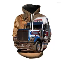 Herrtr￶jor mode lastbilar lastbil bil 3d tryckt tr￶ja m￤n kvinnor ￶verdimensionerad hoodie hip hop pullover harajuku hoody rockar kl￤der