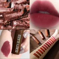 Lip Gloss Chocolate Moisturizing Matte Waterproof Lasting 12 Colors Red Velvet Sexy Liquid Lipstick Women Lips Cosmetic 1PCS