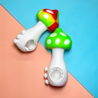 Home Garden silicone smoking mushroom unique shape silicon hand pipes easy to take clear with glass bowl