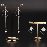 Opbergdozen Metaal Earring Display Stand Dames Desktop Jewelry Rack Gold T-ring horloge ketting