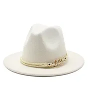 Blackwhite geniş ağzına kadar basit üst şapka panama katı keçe fedoras şapka erkekler için kadınlar yapay yün karışımı caz kapağı1885886