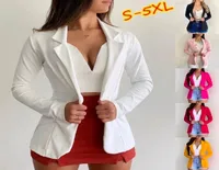 여자 재킷 가을 가을 얇은 블레이저 사무실 옷깃 긴 슬리브 코트 정장 싱글 버튼 블레이저 자켓 3201086