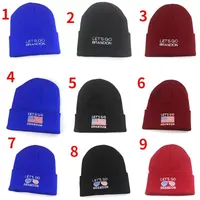President Election Knitted Party Hat Lets Go Brandon Beanie Winter Warm Hats Trump Embroidery Universal New RRA688