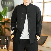 エスニック服メンズ伝統的な中国人男性タイチーマスターコスチューム男性トップジャケット2022春秋のソリッドタングスーツ