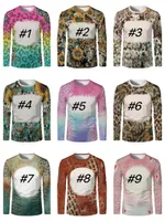 Wholesale Sublimation Bleached Long Sleeve T-shirt Party Supplies Heat Transfer Blank Bleach Shirt fully Polyester tees US Sizes for Men Women 001