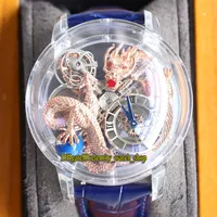 Eternity Watches RRF 최신 AT125 80 DR UA B EPIC X Chrono Skeleton 3D Rose Gold Dragon Pattern Dial Swiss Quartz Mens Watch Cryst3145