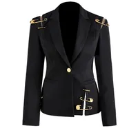Women039s Anzüge Blazer Women Blazer Jacket Pins Deco Hohlaus schlanker Single -Button High Street Coat 20211315586