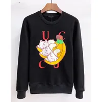 Designer Men's and Women's Hoodies Creative Banana Cat Print L￥ng￤rmad topp Casual Fashion Spring and Autumn Par Wear Pullover