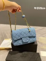 2022 Golden Ball Denim Messenger Sac Chain Bag pour femmes 20 cm
