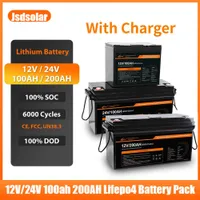 Jsdsolar 6000 Cycles 12V 24V 100Ah 200Ah LiFePo4 Battery Pack BMS EVE Cells for Household Energy Storage Free Tax with Charger