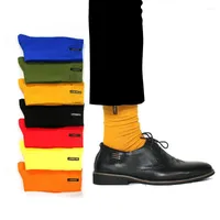 Erkek Çoraplar Sıradan Sonbahar Kış Erkekler Düz Renk Mutlu Moda İşlemeli Mektup Tarif Pamuk Kalsetinler Hombre