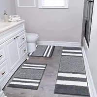 3PCS/Set Bathroom Bath Mat Absorbent Floor Rug Microfiber Shaggy Carpet Non-slip