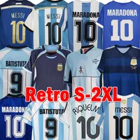 Argentina Retro Soccer Jerseys 1986 Maradona Caniggia 1978 85 86 93 94 96-97 98 Uniformes de futebol de manga longa 2001 06 Riquelme 2010 14 Simeone Ortega J.Zanetti Top Top Top