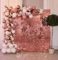 1x2m Rose Gold Rain Background Sbrollo stoffa decorazioni per la festa di compleanno Shimmer Walls Backdrop Wedding Partys Decors Waite Wall Backgro1524704