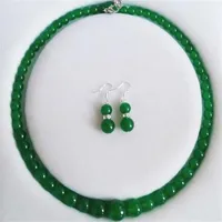 6-14 mm Jade Verde Natural de Perlas Collar pendientes Contito de Joyas 183165