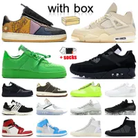 Con caja Off White Zapatillas hombres mujeres Nike Air Jordan 1 4S 5s Ow Sail Low Black Mid Blazer 77 Max Fly Knit 90s AF1 Force One Low Jumpman 4 1s Sneakers Sports Entrenadores