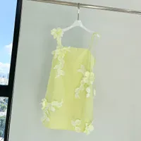 2023 Mini vestido de lino Mini Guava Papas de costura Boning a través del corpiño Flores moldeadas 3D