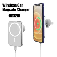 15W Qi Magnetic Car Carregador sem fio Stand para MagSafe iPhone 13 12 14 Pro x max max de carregamento de carregamento automático suporte automático