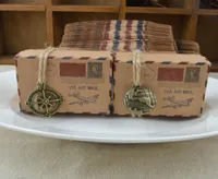 Vintage Favors Kraft Paper Candy Box Seyahat Teması Uçak Hava Postası Hediye Ambalaj Kutuları Düğün Hadi Scatole Regalo5465949