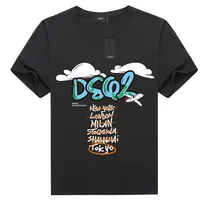 DSQ Cotton Twill Fabric New Summer Summer Men Short Printed T-Shirt Fashion Discal Round Dound Pullover Half Sleeve Shirt بالجملة