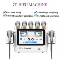 Clinique Utiliser 7D Hifu Skin Louting Slinom Beauty Machine Machine à haute intensité Ultrasons Face Care Auto De l'équipement d'élimination des rides avec 7 têtes